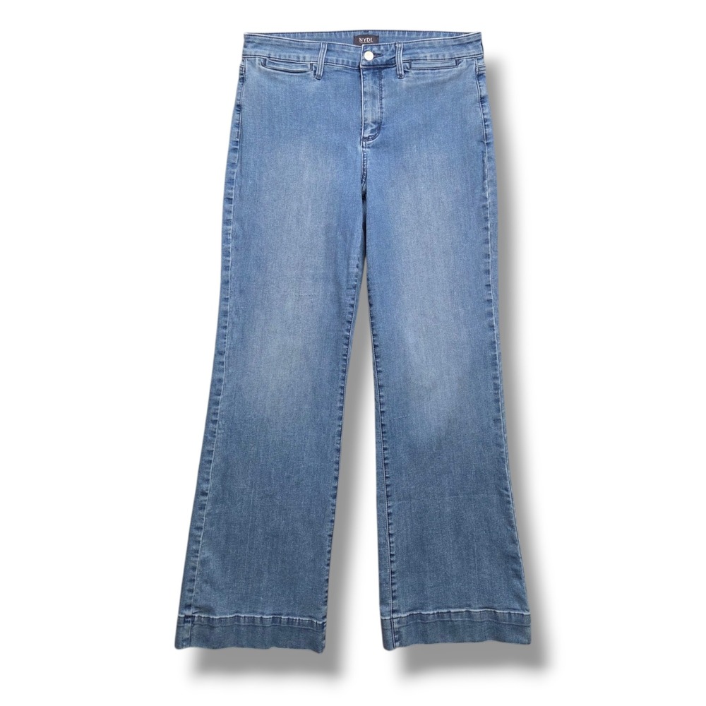 NYDJ Teresa Trouser Wide Leg Jeans Womens 12 Everly Wash High Rise Lift Tuck